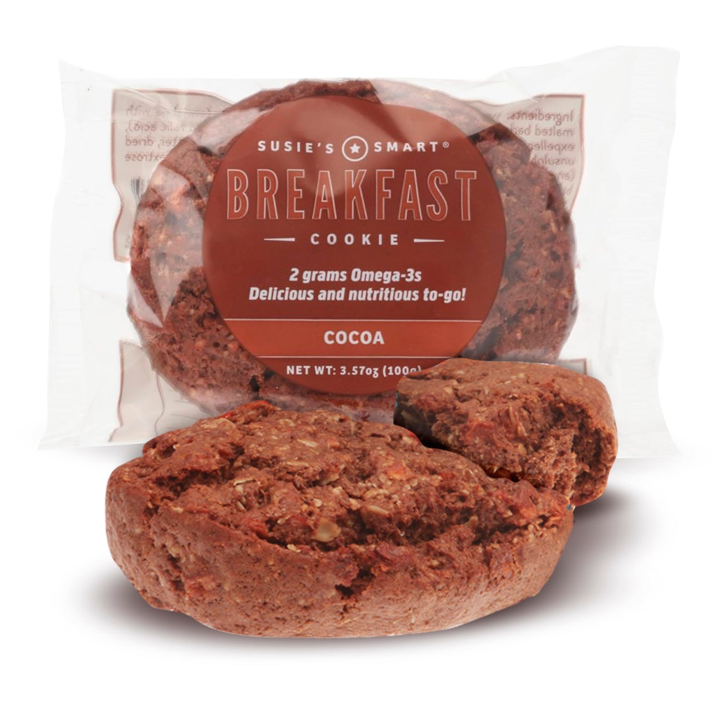 SusieS Smart Breakfast Cookie Healthy Omega3S And Protein Rich Cocoa  63 Ounce (Pack Of 18)