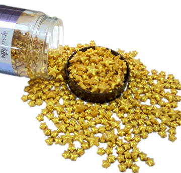 Sentovac Edible Gold Star Sprinkles | Edible Cake Cupcake Sprinkles 1 Bottle 4.23oz/ 120g | Cookie and Ice Cream Topper Decorati