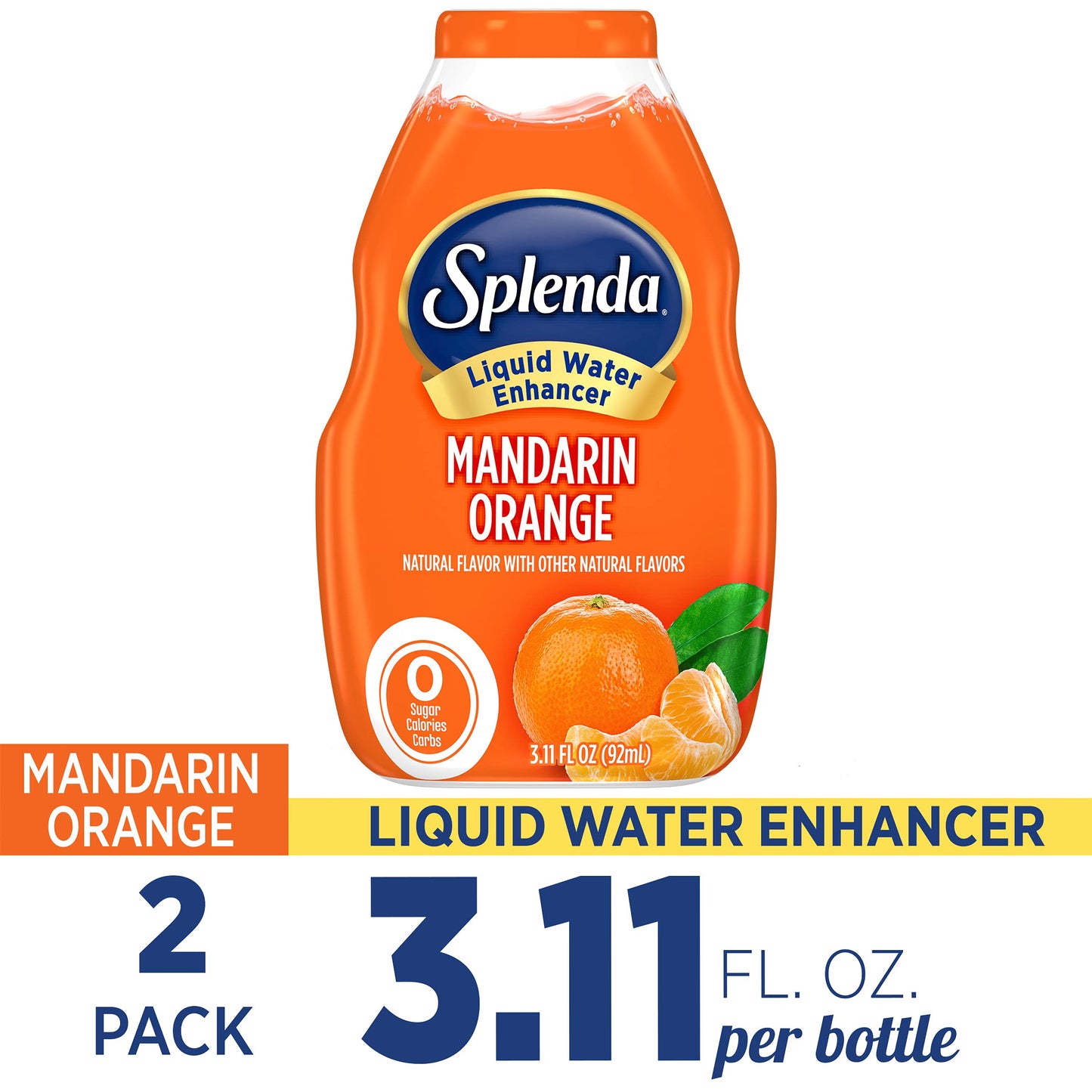 SPLENDA Liquid Water Enhancer Drops, Sugar Free, Natural Flavor, 3.11 Fl Oz (Pack of 2), Mandarin Orange