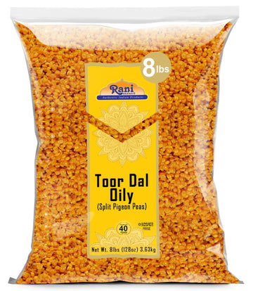Rani Toor Dal (Split Pigeon Peas) Oily, 128oz (8lbs) 3.63kg Bulk ~ All Natural | Gluten Friendly | NON-GMO | Vegan | Indian Orig