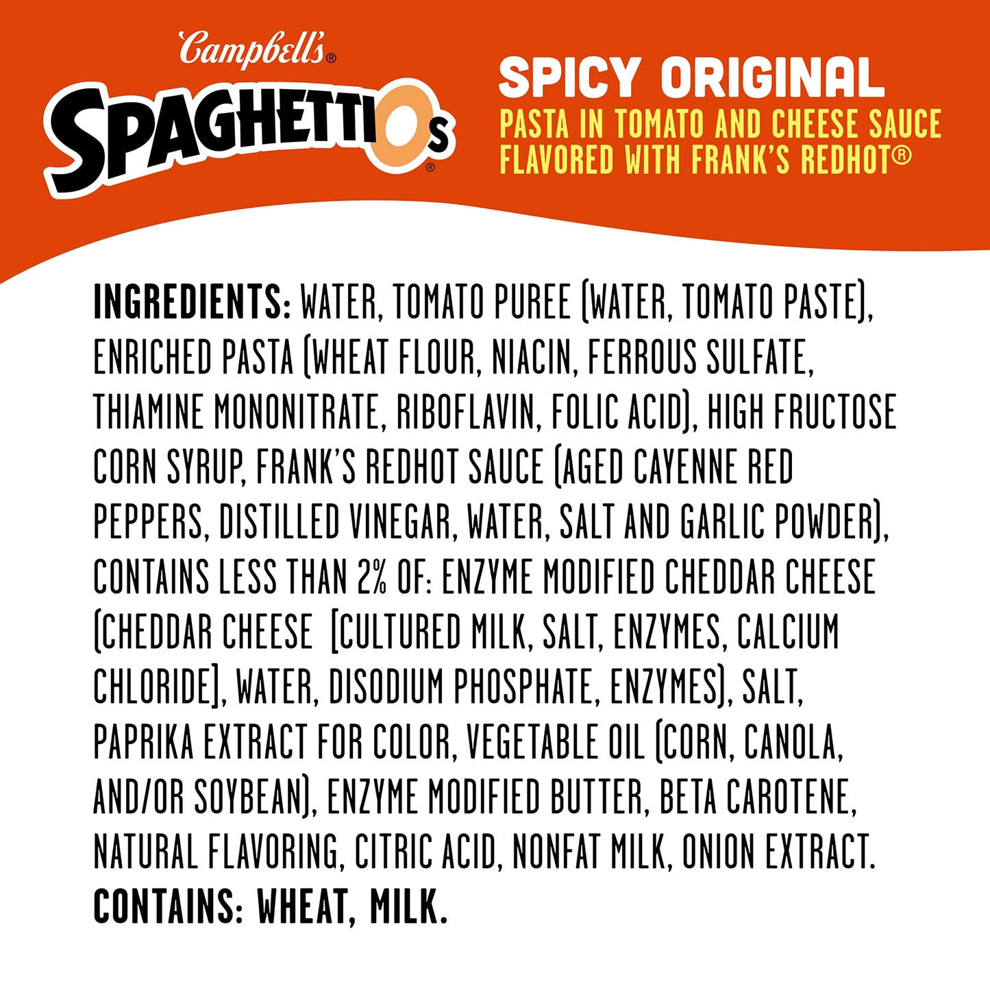 Spaghettios Spicy Original Made With Frank'S Redhot, Canned Pasta, 15.8 Oz Can