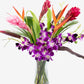 Fresh Orchids and Tropical Flower Bouquet, Purple Orchids, Red Ginger, Heliconia, Mixed Foliage, Hawaiian - PRIME QUALITY - Perf
