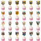 Outus Cat Face Cupcake Toppers - 48 Pieces, Paper, Gray Pink White Black, Cute Cat Head Toothpicks for Birthday Party Supplies