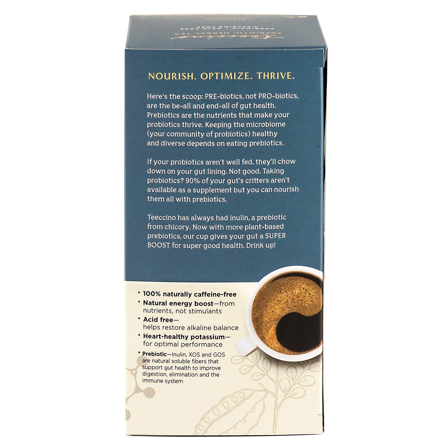 Teeccino Dark Chocolate - Prebiotic Superboost Herbal Tea - Support Your Probiotics With Vegan Gos & Organic Xos For Good Gut He