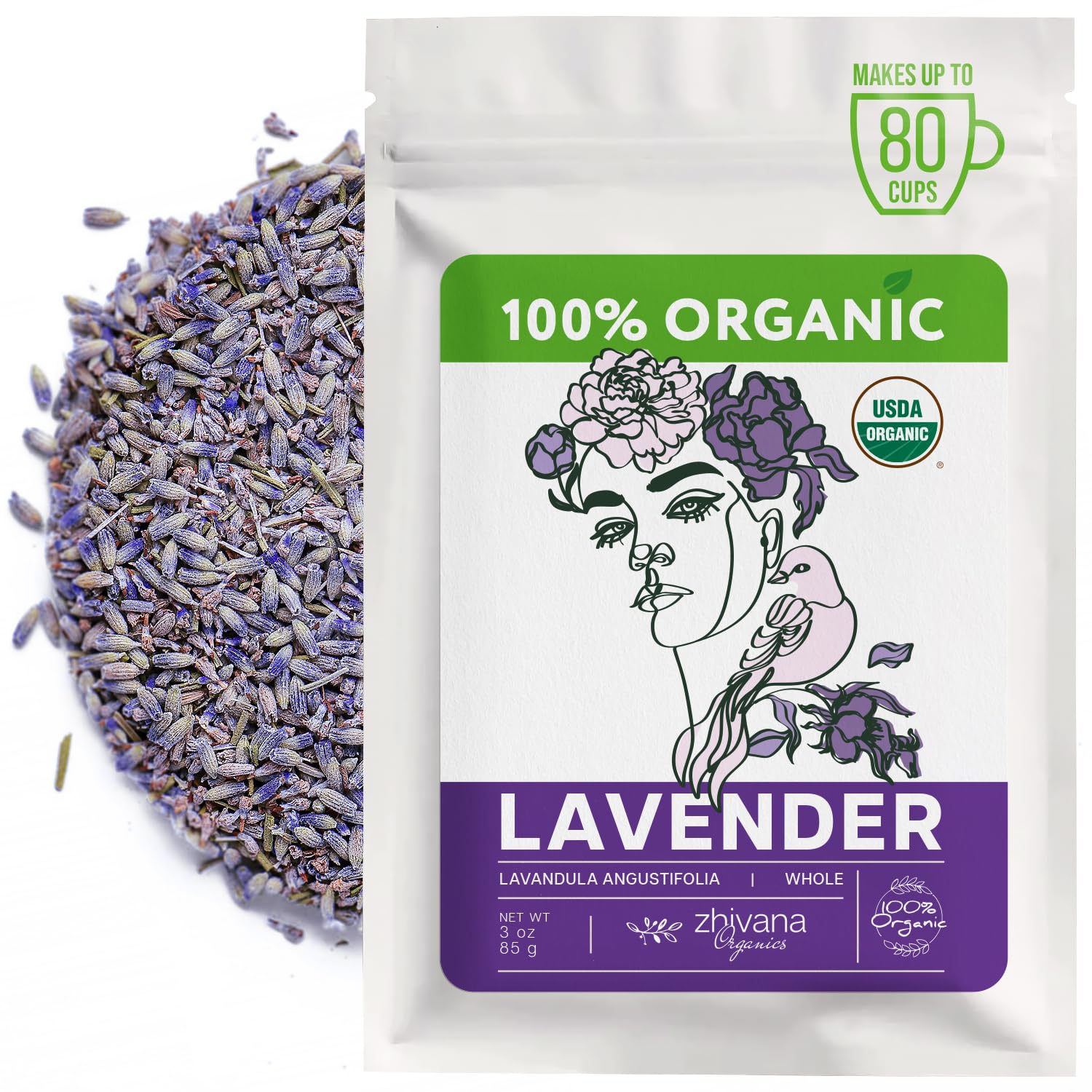 Culinary Lavender Flowers Organic - Dried Food Grade Lavender For Drinks  Cooking & Baking - Edible & Aromatic - T? De Lavanda Natural