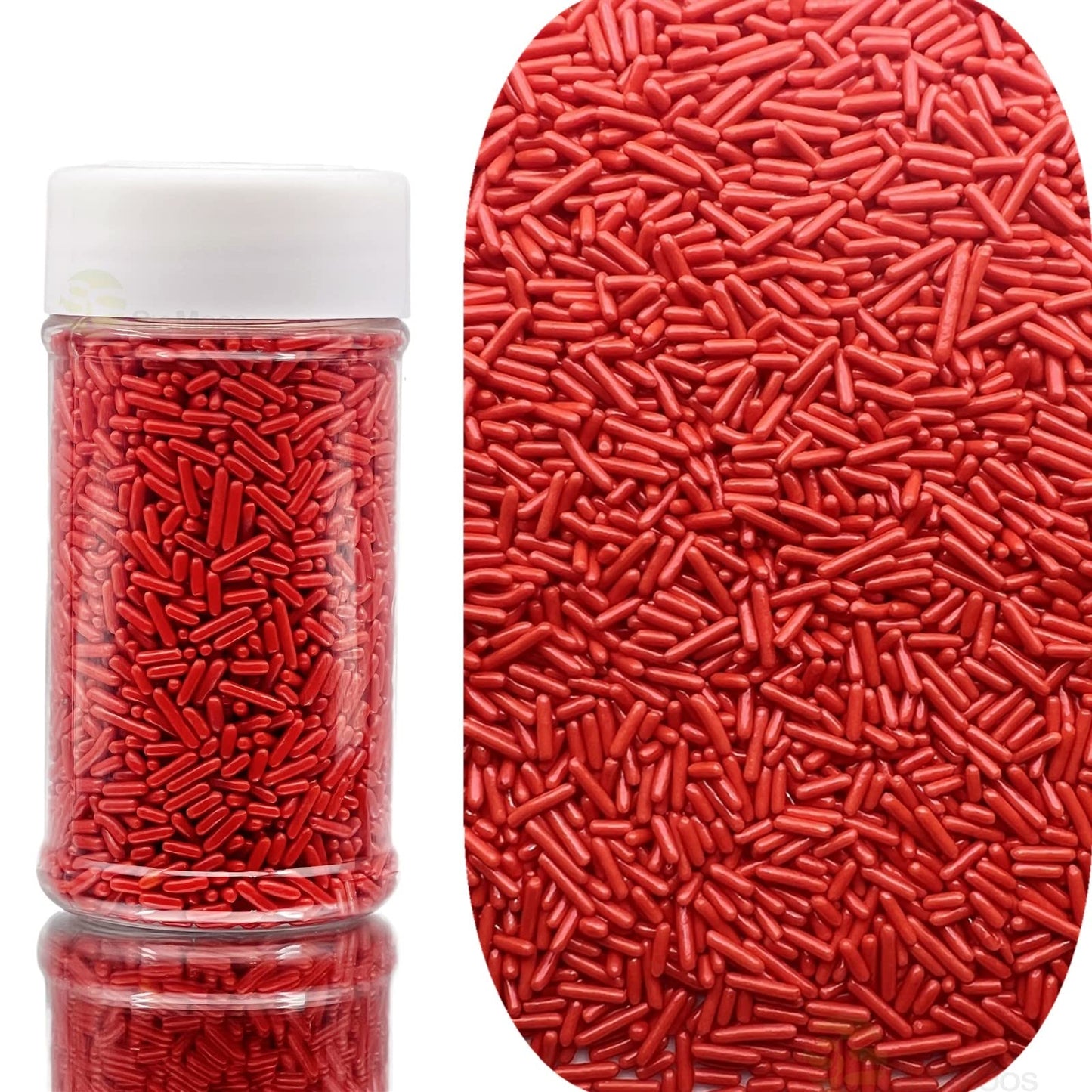 Se Si&Moos Red Jimmies Sprinkles Soft Jimmies Soft Sprinkles Edible Red Sprinkles For Cake Decorating, Ice Cream Toppings & Baki