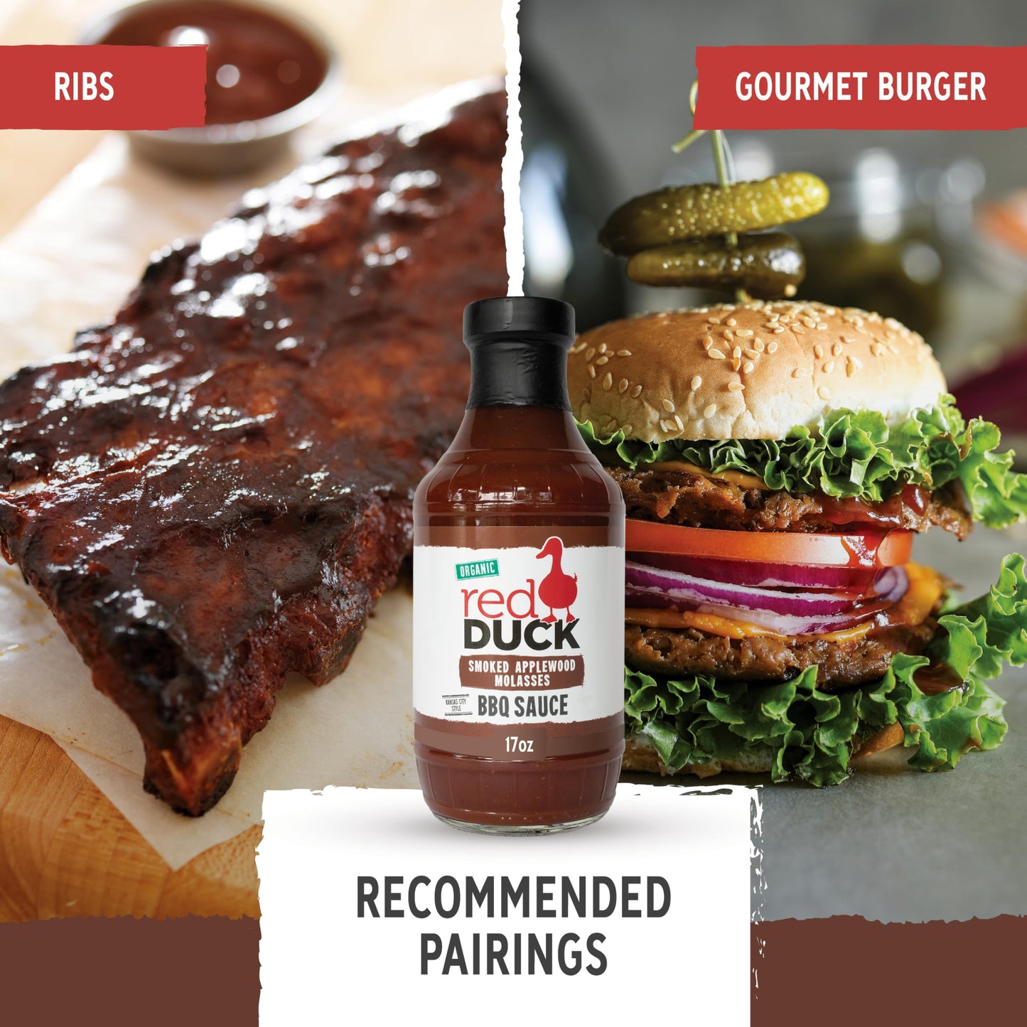 Red Duck Organic BBQ Sauce, Kansas City Style, 17 oz, 1.06 lb