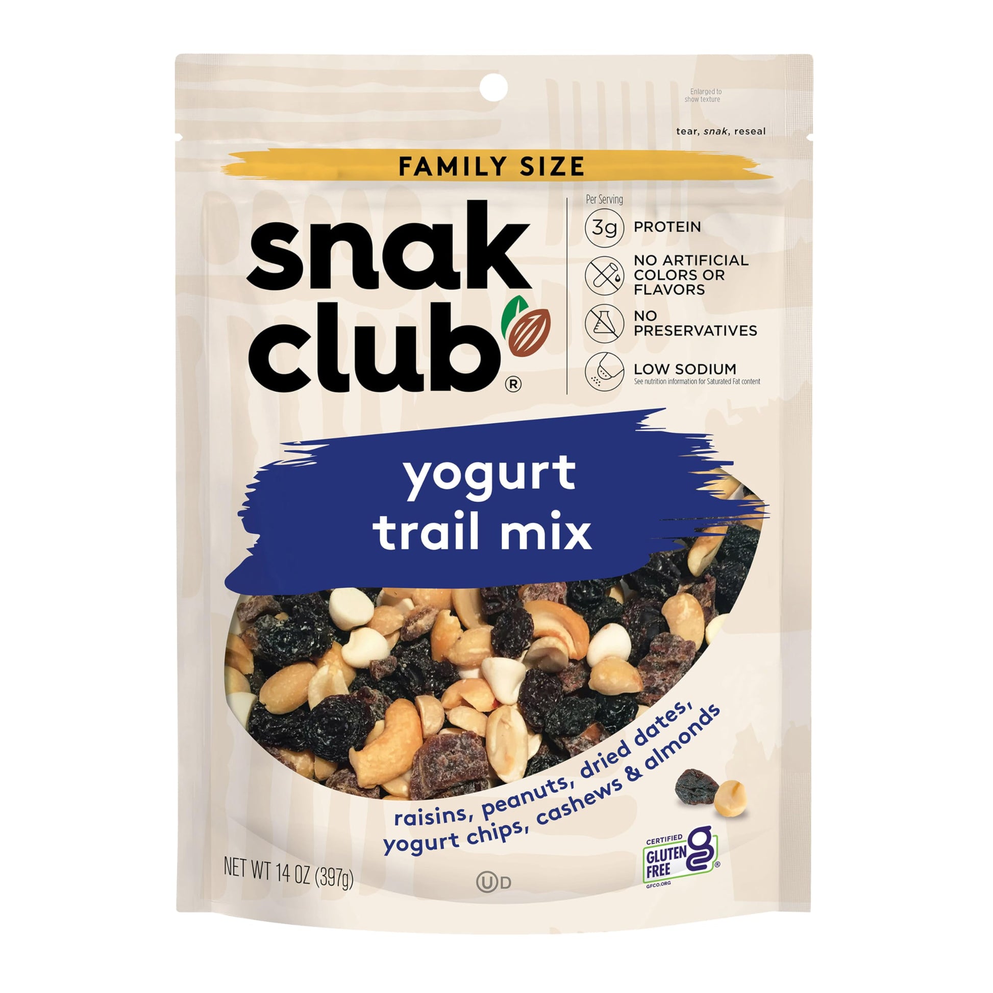 Snak Club Yogurt Trail Mix With Raisins, Peanuts, Dried Dates, Yogurt Chips, Cashews, And Almonds, Gluten-Free And Kosher Snack,