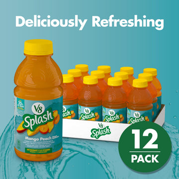 V8 Splash Mango Peach Juice Beverage, 16 Fl Oz Bottle, Pack of 12