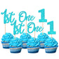 ZHUOWEISM Cupcake Toppers - 24 PCS Glitter Number 1 Decorations for 1st Birthday, Baby Shower, Anniversary, Blue, Paper