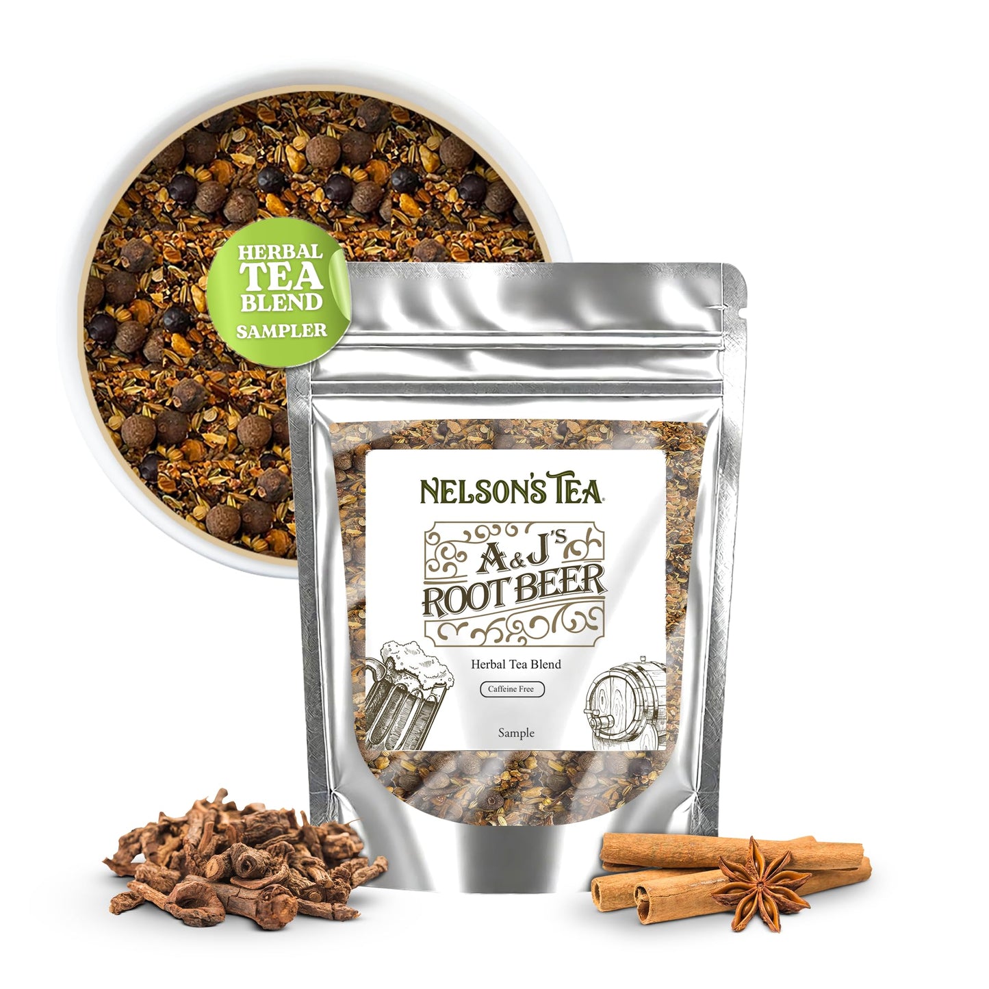Nelsons Tea Sarsaparilla Root Herbal Loose Leaf Tea - Caffeine-Free - Sample Size 0.5 Oz