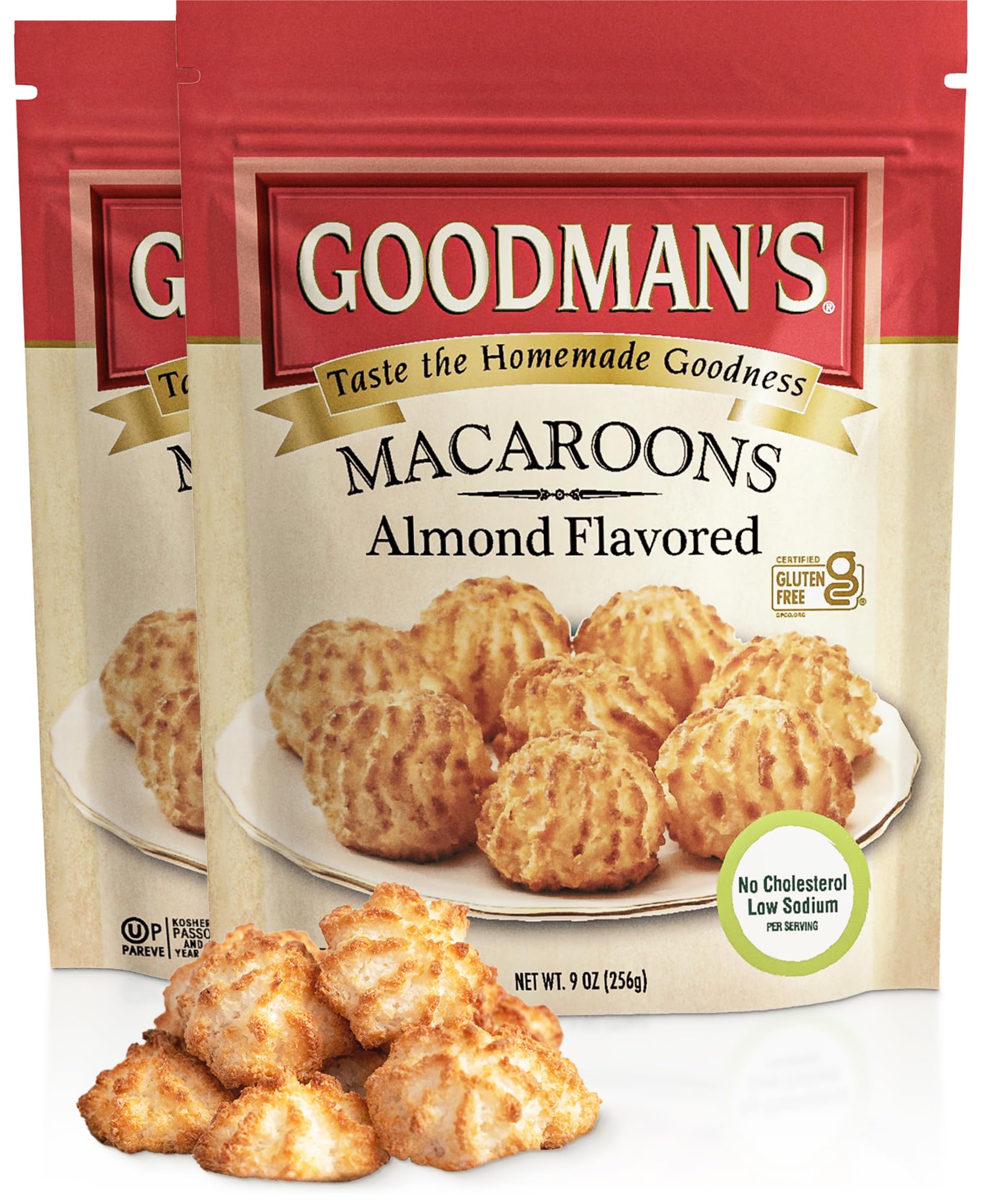 Goodmans Almond Coconut Macaroons, 9oz (2 Pack) | Gluten Free Cookies | Soft & Chewy | Kosher for Passover