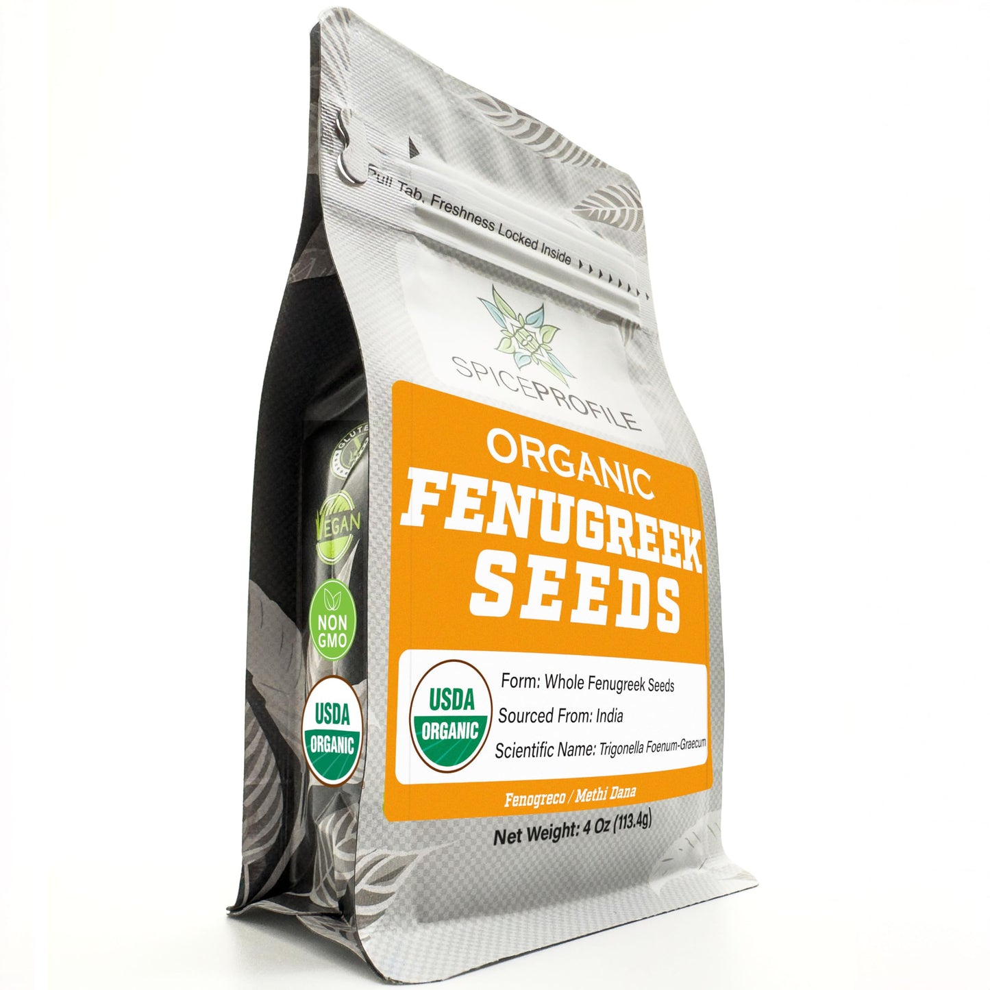 Spice Profile USDA Organic Fenugreek Seeds  Lab Tested for Heavy Metals  Resealable 4oz Pouch  Methi  Semillas de Fenogreco