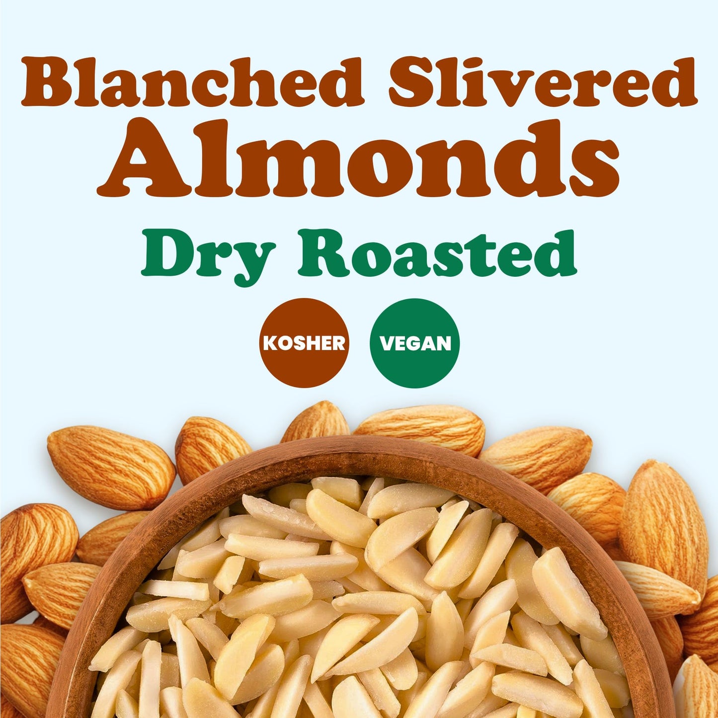 Food To Live Dry Roasted Blanched Slivered Almonds 8 Ounces - Perfectly Oven Toasted For Maximum Flavor, Unsalted, No Oil Added,