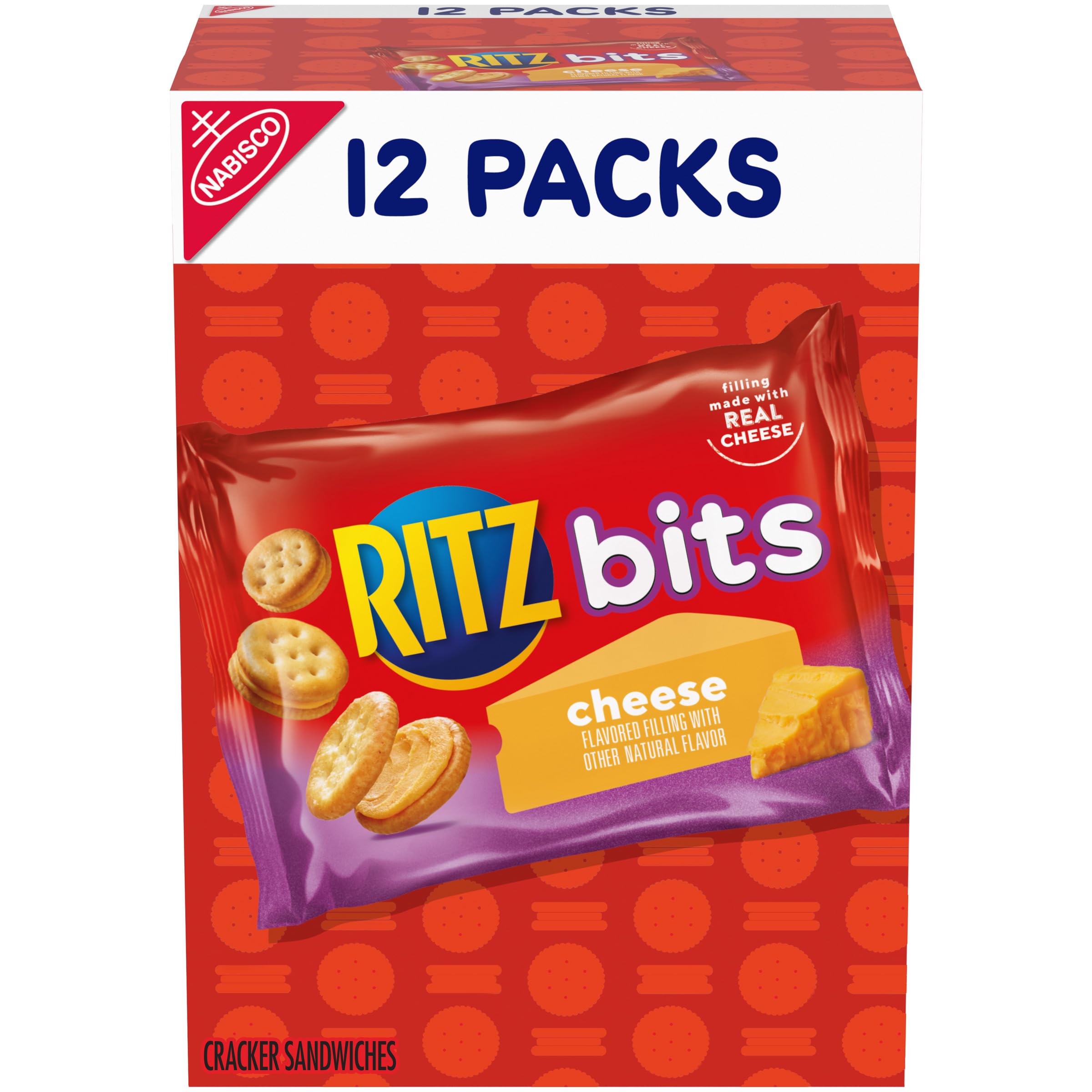 Ritz Bits Cheese Sandwich Crackers, Lunch Snacks, 12 Snack Packs ...