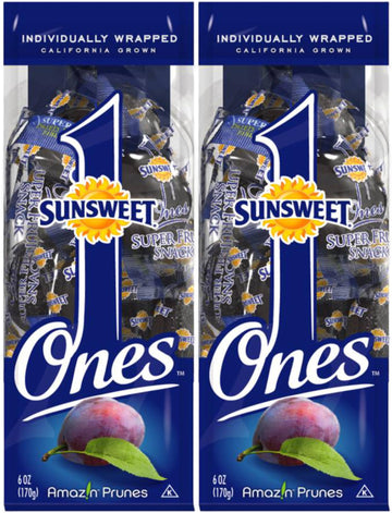 Sunsweet Gold Label Ones Super Select California Individually Wrapped Prunes 6.0 Ounces (Pack Of 2)(Packaging May Vary)