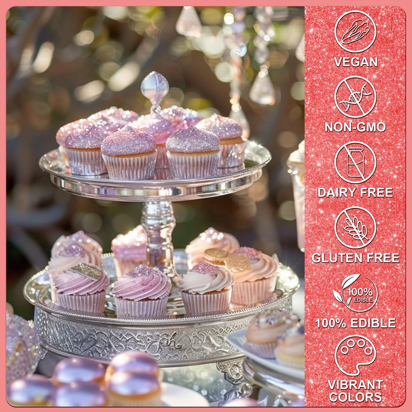 Red Edible Glitter - 5G Food Grade Cake Decorating Shimmering Glitter, Edible Sprinkle Luster Dust For Drinks, Chocolates, Fonda