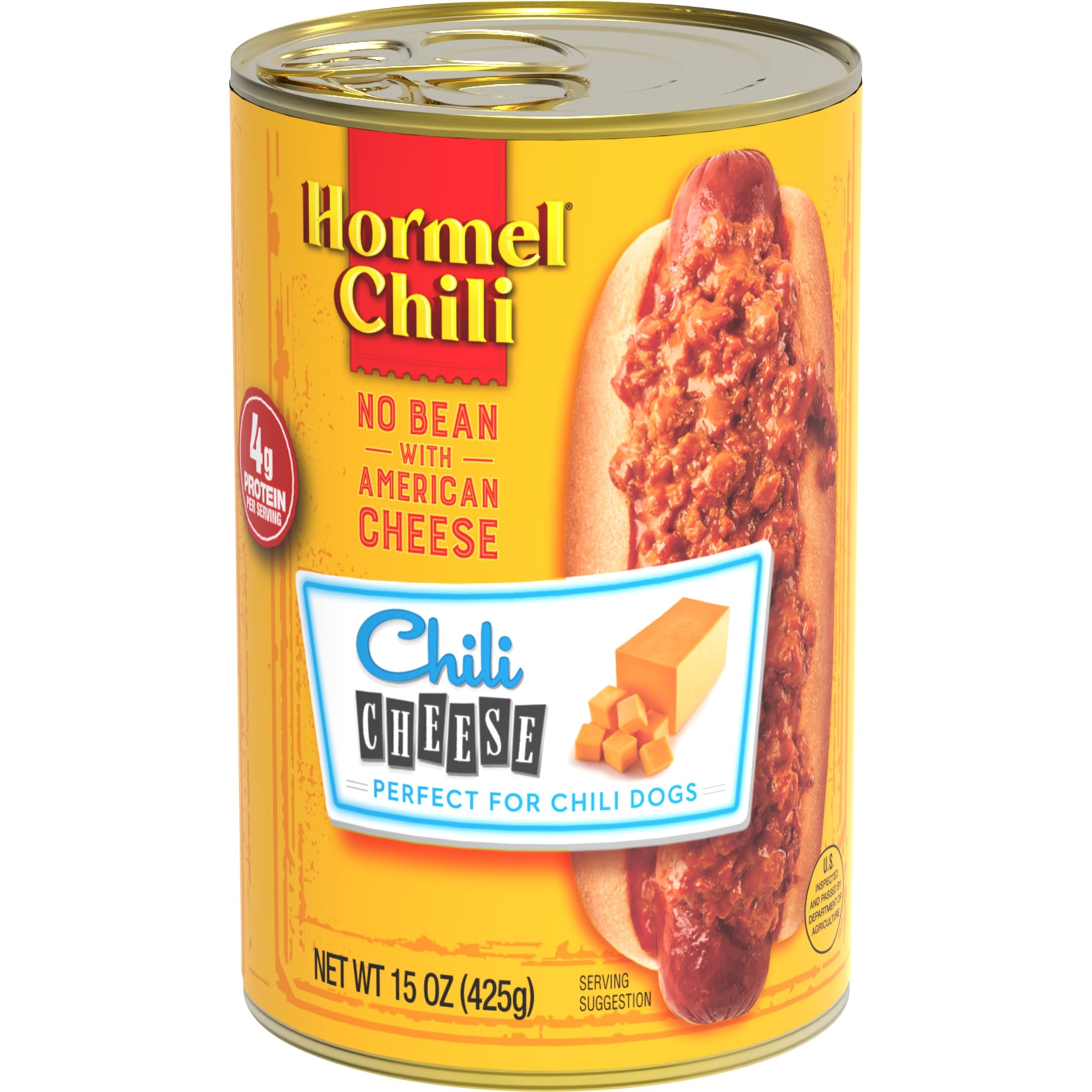 HORMEL Chili No Bean with American Cheese  No Artificial Ingredients  15 Oz  12 Pack