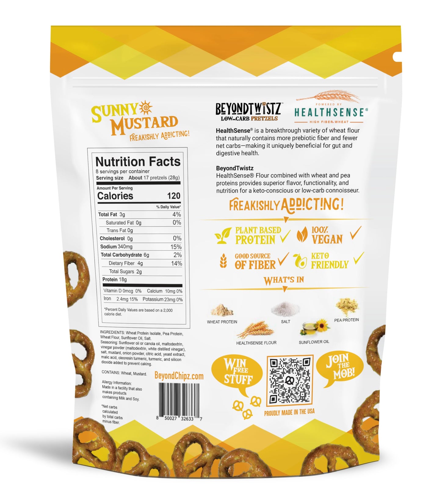 BeyondChipz Low Carb Pretzels, Keto Friendly, 2g Net Carbs, 18g Protein, 8oz Bag