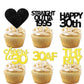 18pcs Black Gold Glitter Dessert Cupcake Pick for Straight Outta 1995 Cheer to 30 Years Old Theme Decor Supplies Happy 30th Birt