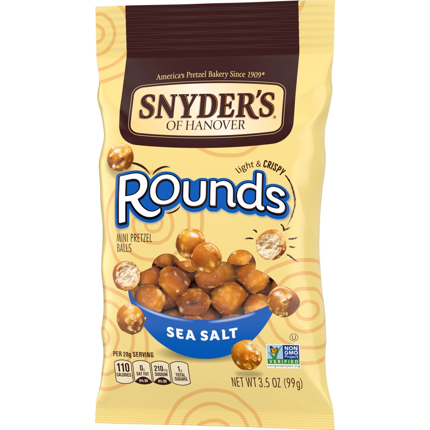 Snyder s of Hanover Pretzels, Rounds, Sea Salt, 3.5 Oz (Pack of 8)