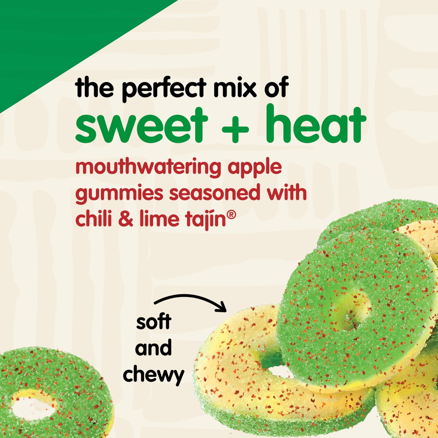 Snak Club Gummy Candy Apple Rings with Chili & Lime, Gluten-Free & Vegan, 5 oz Resealable Bags, 6 Pack, Green and Pink