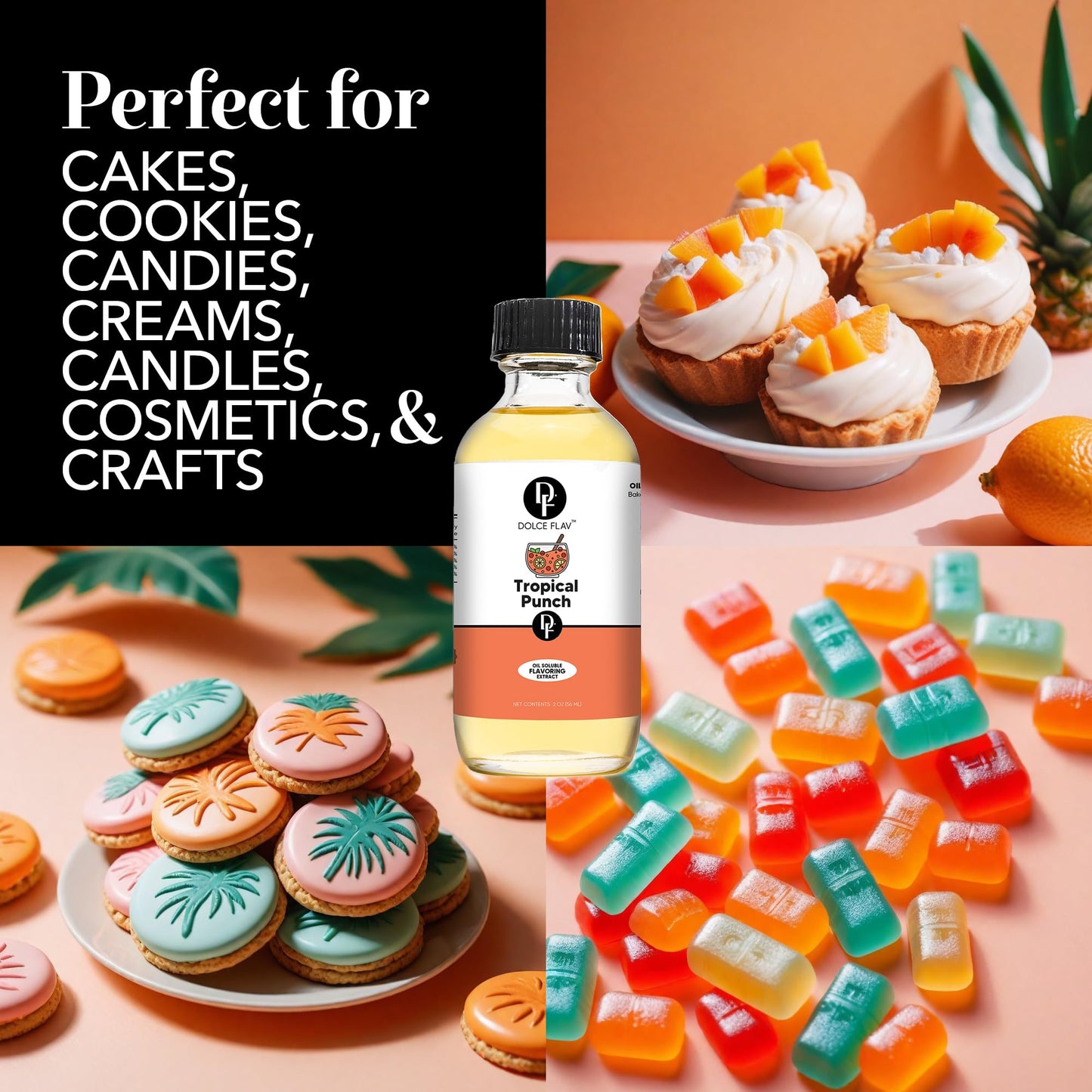 Dolce Flav Tropical Punch Extract - 2 Ounce Oil-Soluble Multipurpose Flavoring Ideal For Candy Making, Baking, Lip Balm, And Ice