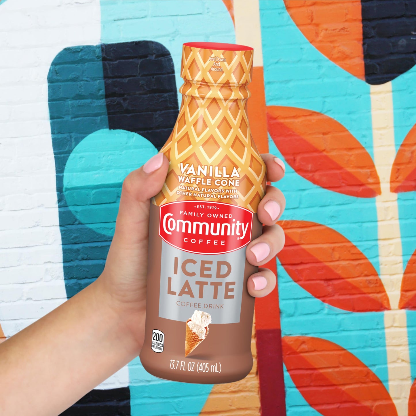 Community Coffee Vanilla Waffle Cone Iced Latte Ready To Drink, 13.7 Ounce Bottle (Pack Of 12)