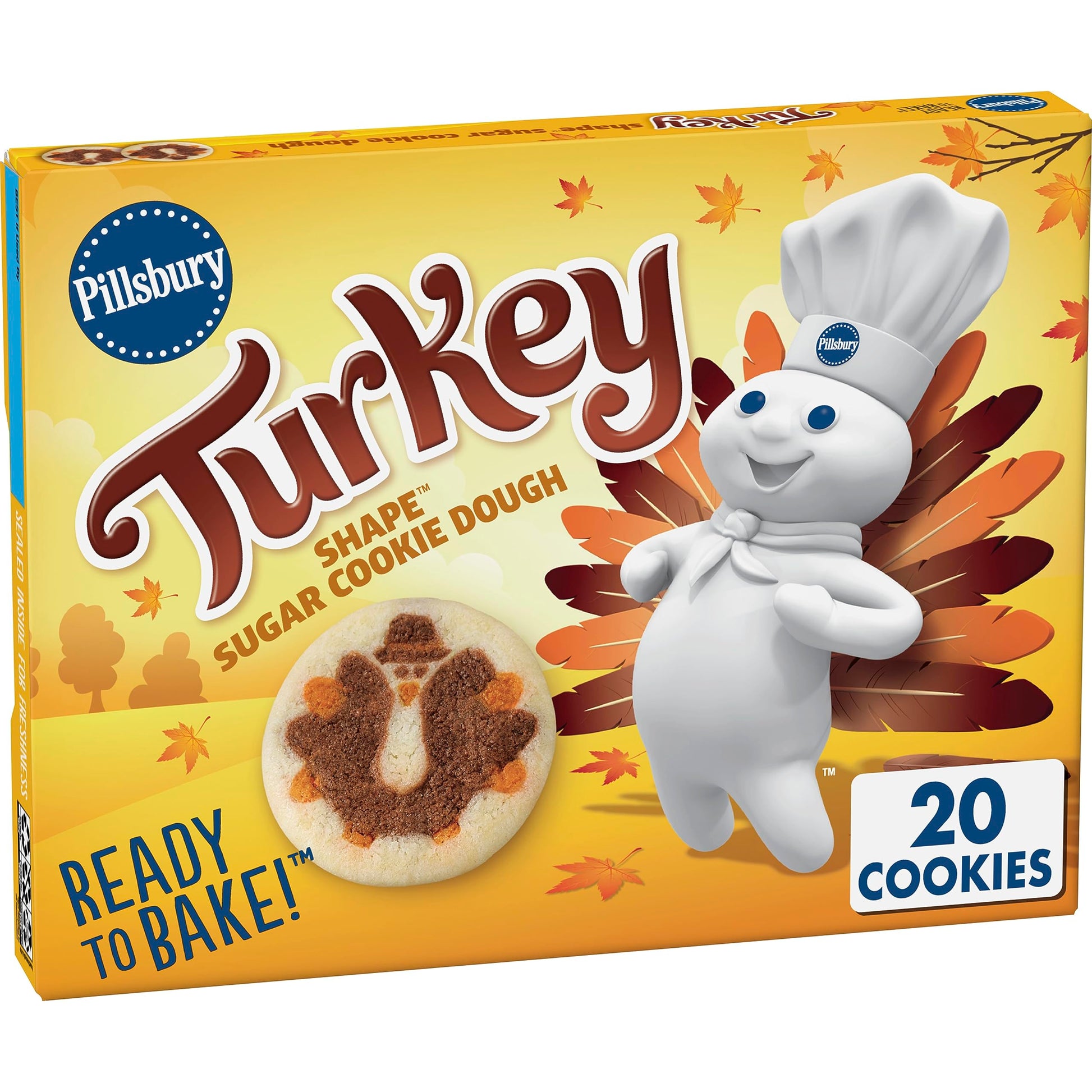 Pillsbury Ready To Bake Turkey Shape Sugar Cookie Dough, 20 Cookies, 9.1 oz.
