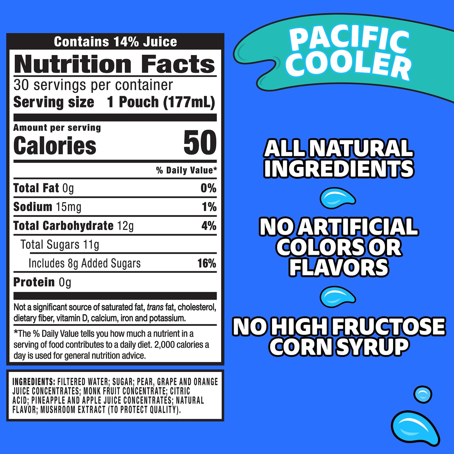 Capri Sun Pacific Cooler Mixed Fruit Flavored Juice Drink Blend, 30 ct Box, 6 fl oz Pouches
