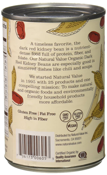 Natural Value Organic Red Kidney Beans, 15 Ounce Cans (Pack Of 12)