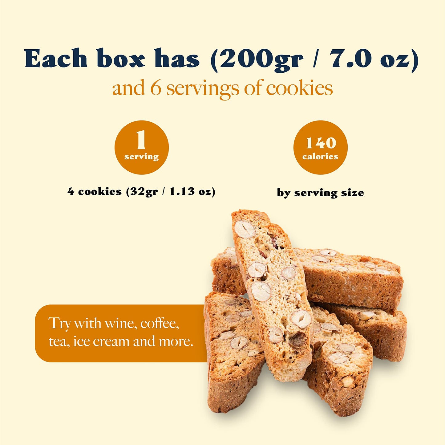 LOro Del Sud Traditional Almond Biscotti, Italian Cookies, 200g Box