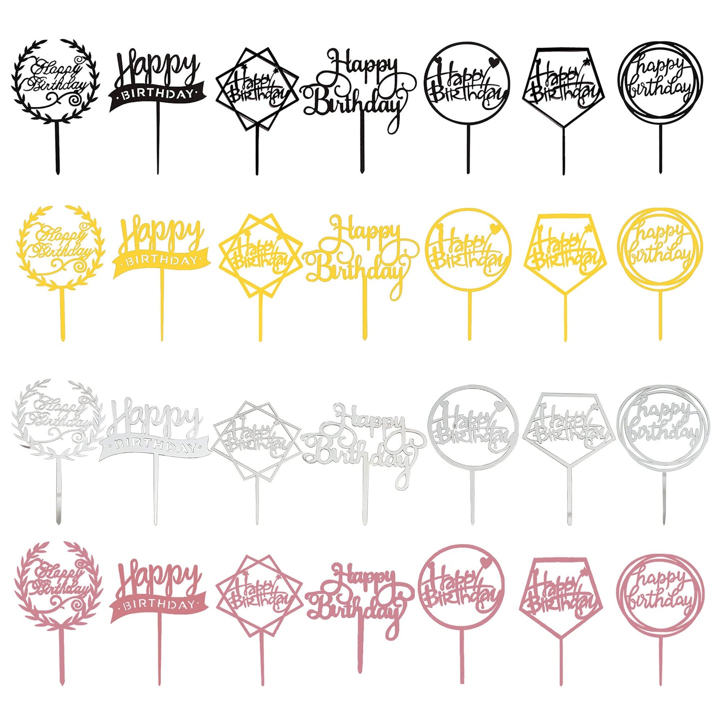Acrylic Happy Birthday Cake Topper Birthday Cupcake Topper Cake Pick Decorations For Birthday Party Cake Desserts Pastries 4 Col