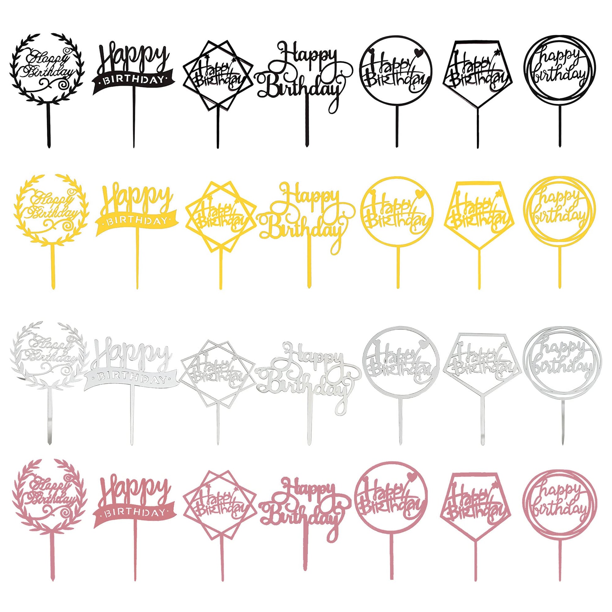 Acrylic Happy Birthday Cake Topper Birthday Cupcake Topper Cake Pick Decorations For Birthday Party Cake Desserts Pastries 4 Col