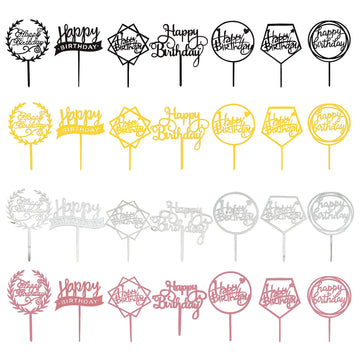 Acrylic Happy Birthday Cake Topper Birthday Cupcake Topper Cake Pick Decorations For Birthday Party Cake Desserts Pastries 4 Col