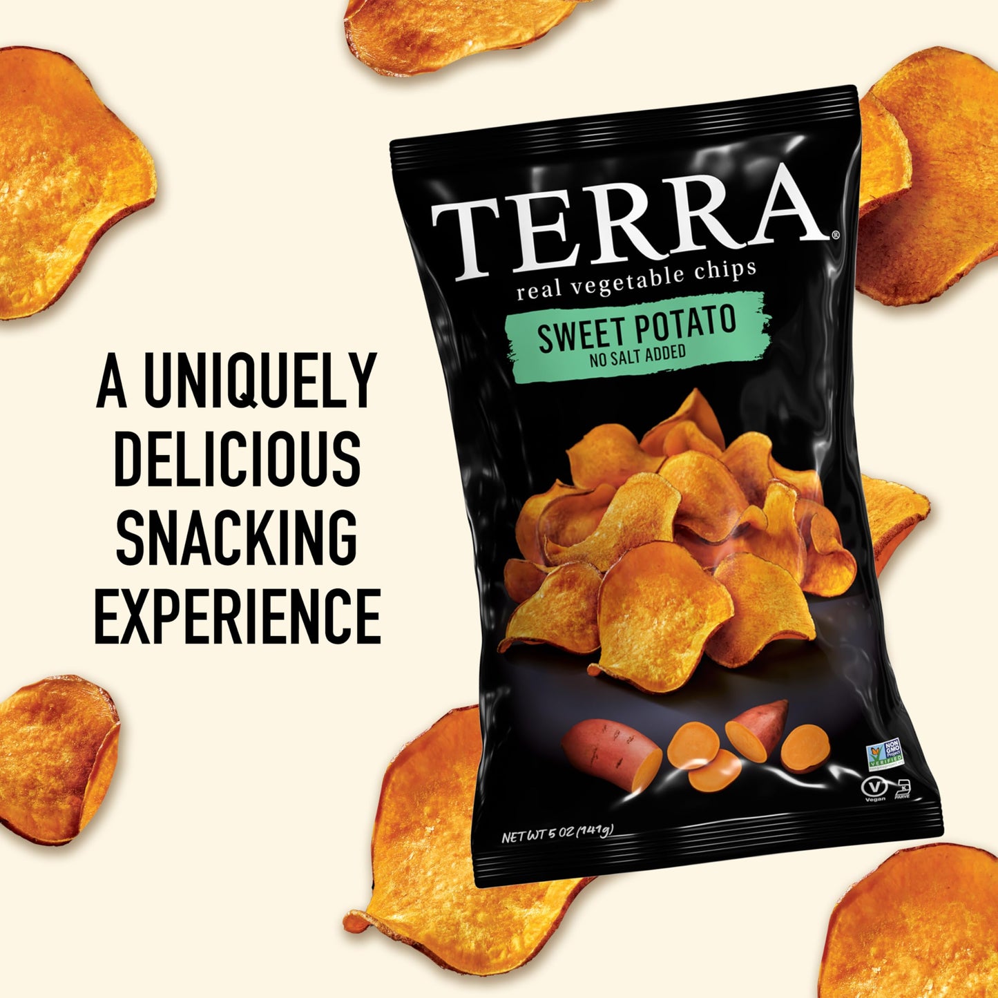 Terra Vegetable Chips, Sweet Potato Chips, No Salt Added, 5 Oz (Pack of 12)