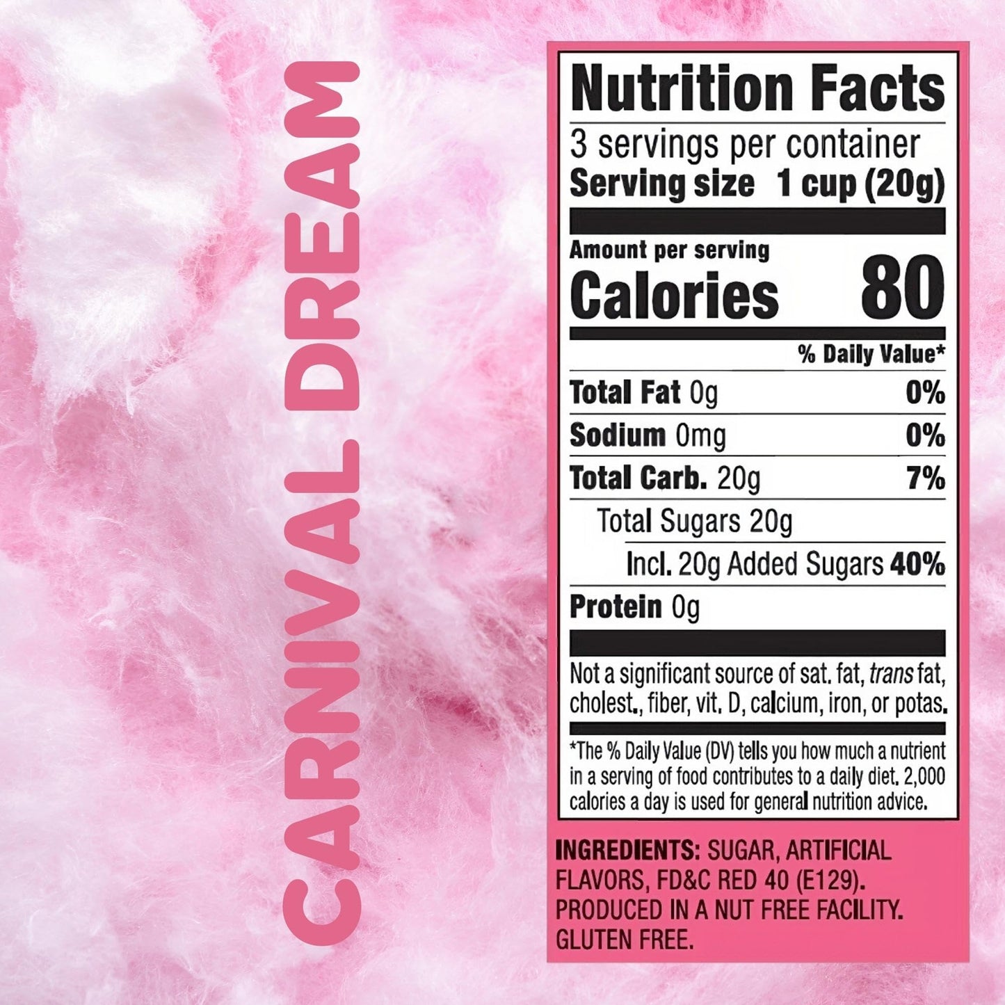 SNACKTERY Cotton Candy - Cherry & Vanilla Flavored - 0.7 oz Tubs - Pink/White - Box of 24 Tubs