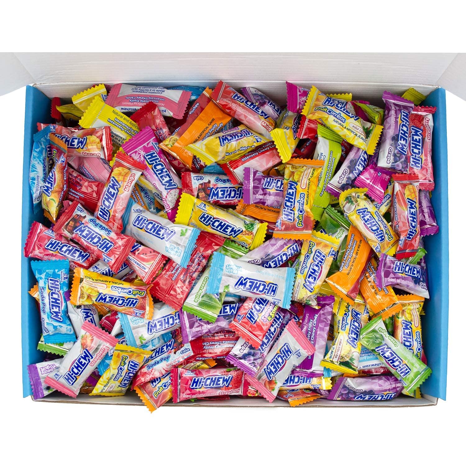 Hi Chew 17 Flavors, Bulk 330+ Pieces, 4 Pound (Strawberry, Mango, Green Apple, Grape, Pineapple, Kiwi, Dragon Fruit, Ramune, Col