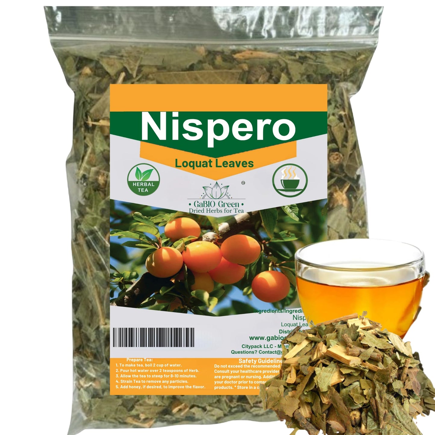 Gabio Green-Te Hojas De Nispero, 8 oz / 1/2 pound,Nispero leaves, 100% Natural, eriobotrya Japonica (Loquat Leaves Tea) Wildcraf