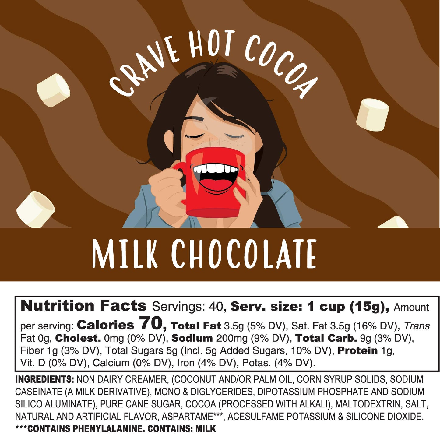 Crave Beverages Hot Chocolate Pods, Compatible with 2.0 K-Cup malt-inspired, Milk Chocolate, 40 Count