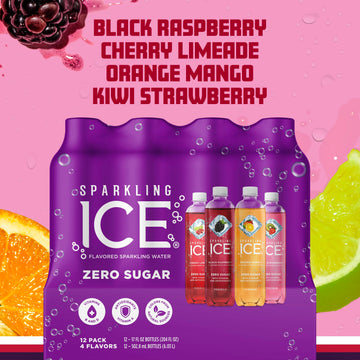 Sparkling Ice Purple Variety Pack, Flavored Water, Zero Sugar, With Vitamins And Antioxidants, 17 Fl Oz, 12 Count (Black Raspber