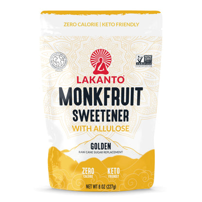 Lakanto Golden Monk Fruit Sweetener With Allulose, Raw Cane Sugar Substitute From Monk Fruit Extract, Brown Sugar Replacement fo