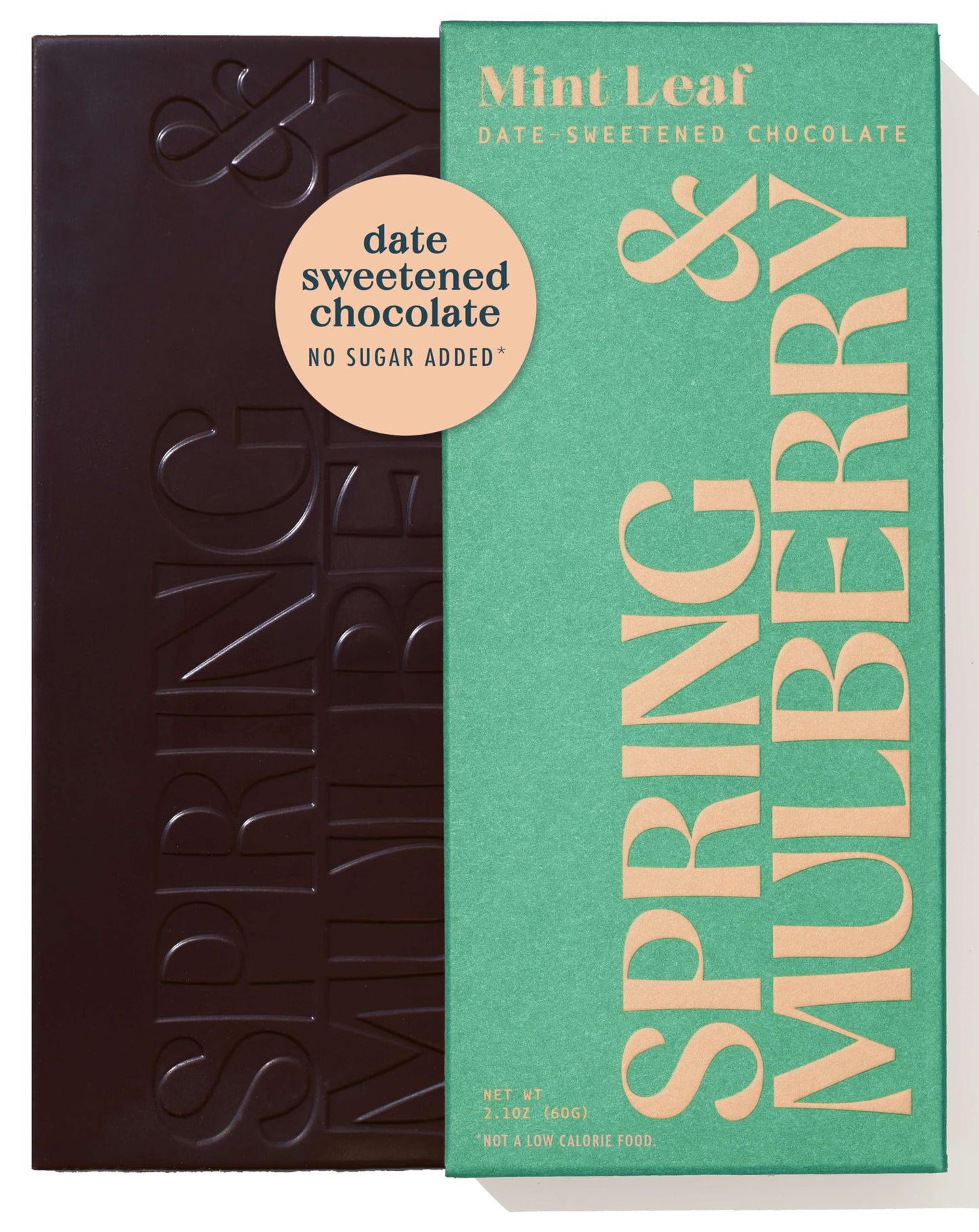 Spring & Mulberry Dark Chocolate Bars - Healthy Dark Chocolate, Date-Sweetened - Mint Leaf 3 Pack