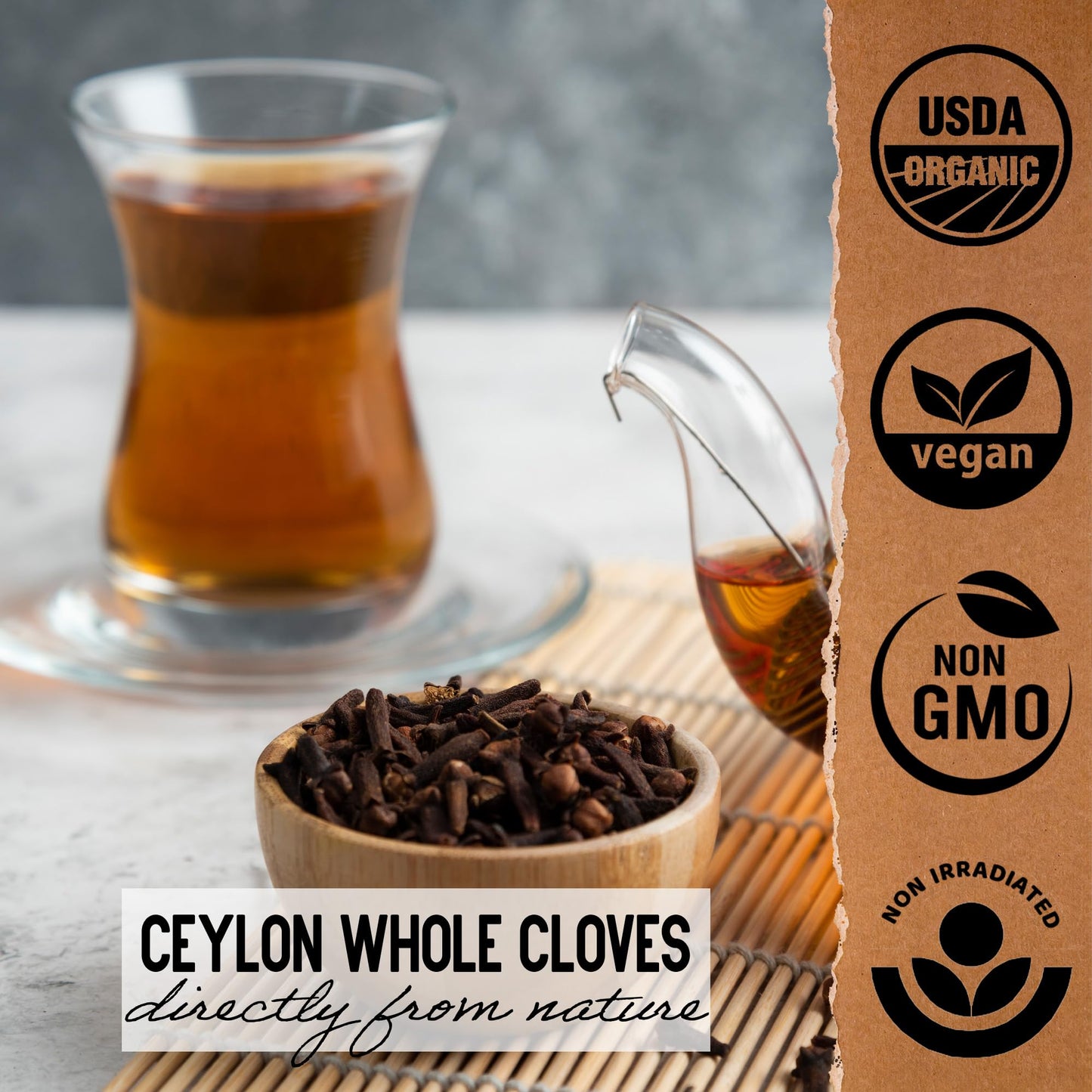 Gourmanity Select Organic Whole Cloves, Hand Picked in Sri Lanka for a Distinct Ceylon Aroma and Taste, Non GMO, Non Irradiated,