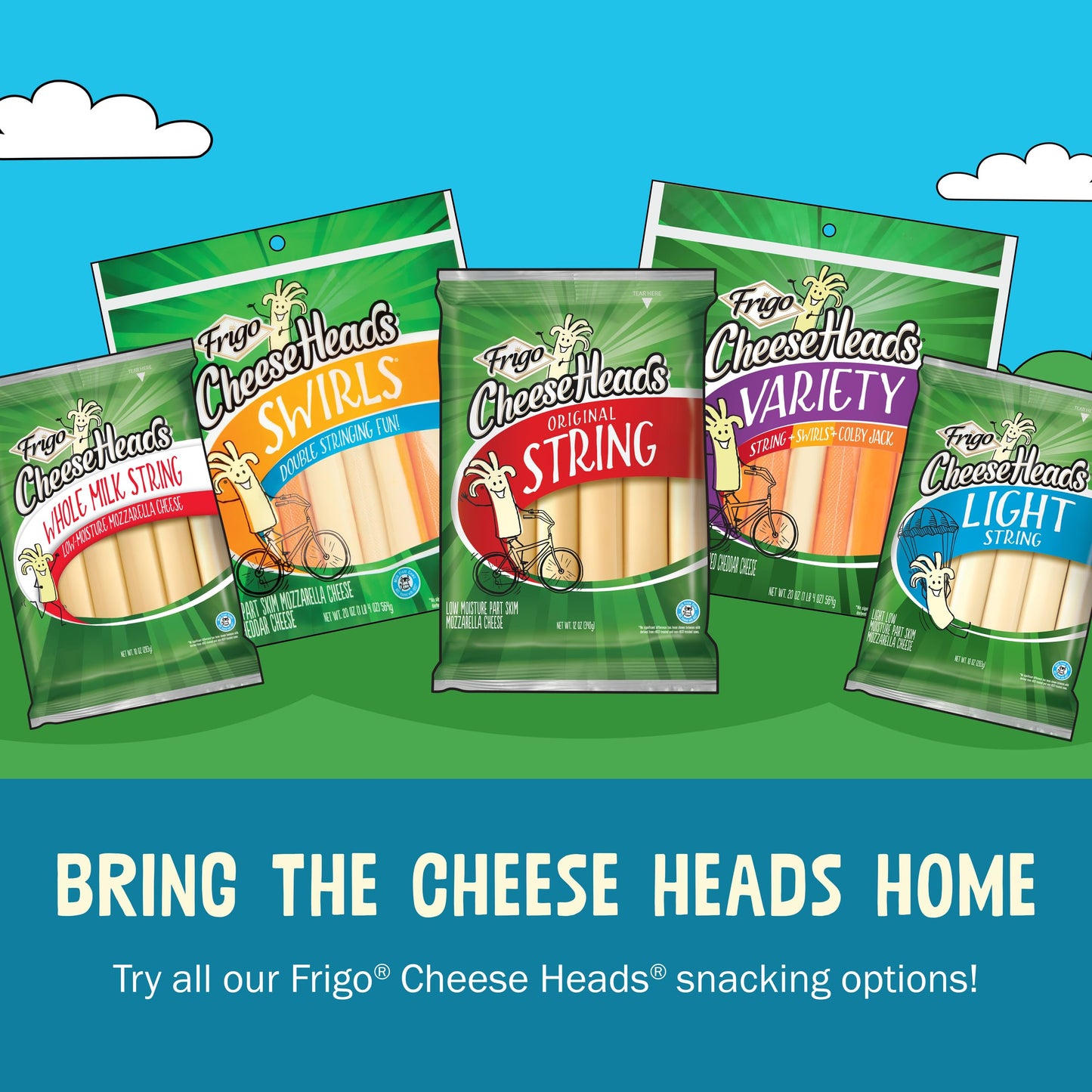 Frigo Cheese Heads Whole Milk String Cheese 10 oz, 12 Count Bag