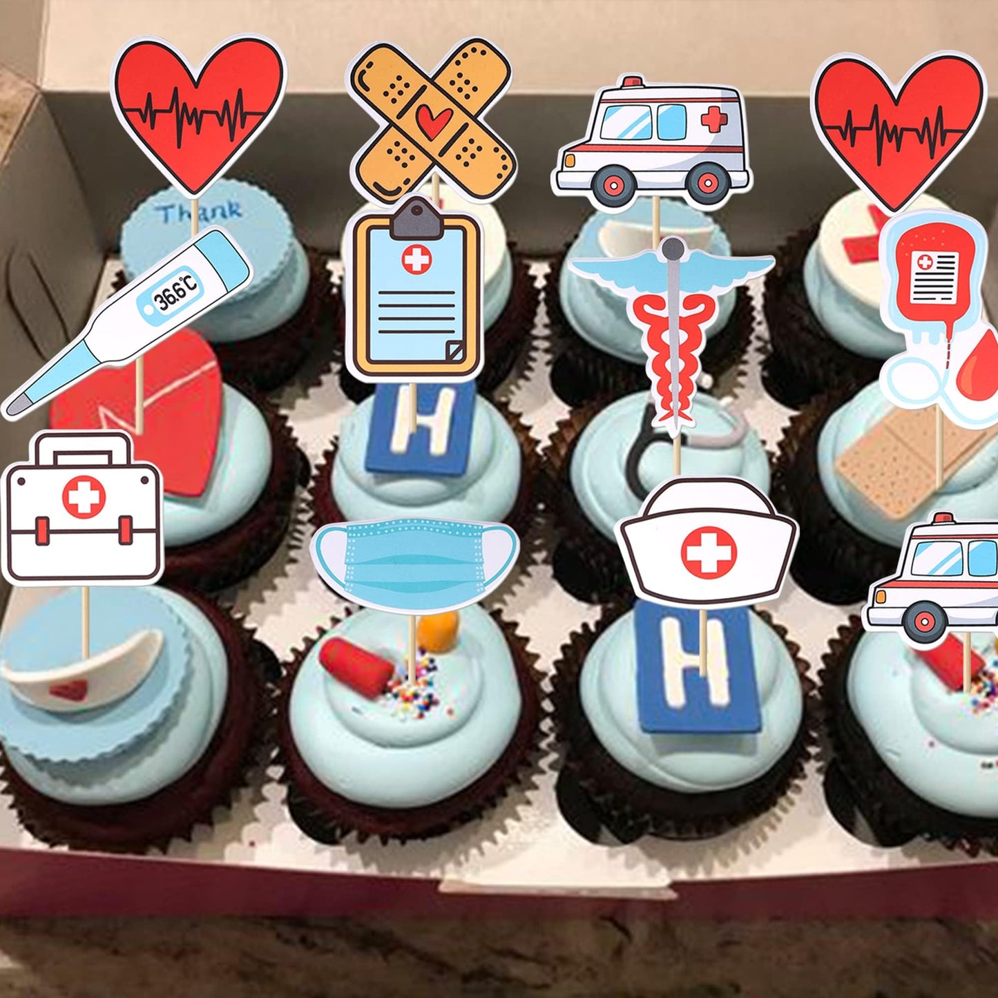 Rssta i Nurse Cupcake Toppers 24 Pack - Glitter Paper Picks for Nursing Graduation Party, Design 5