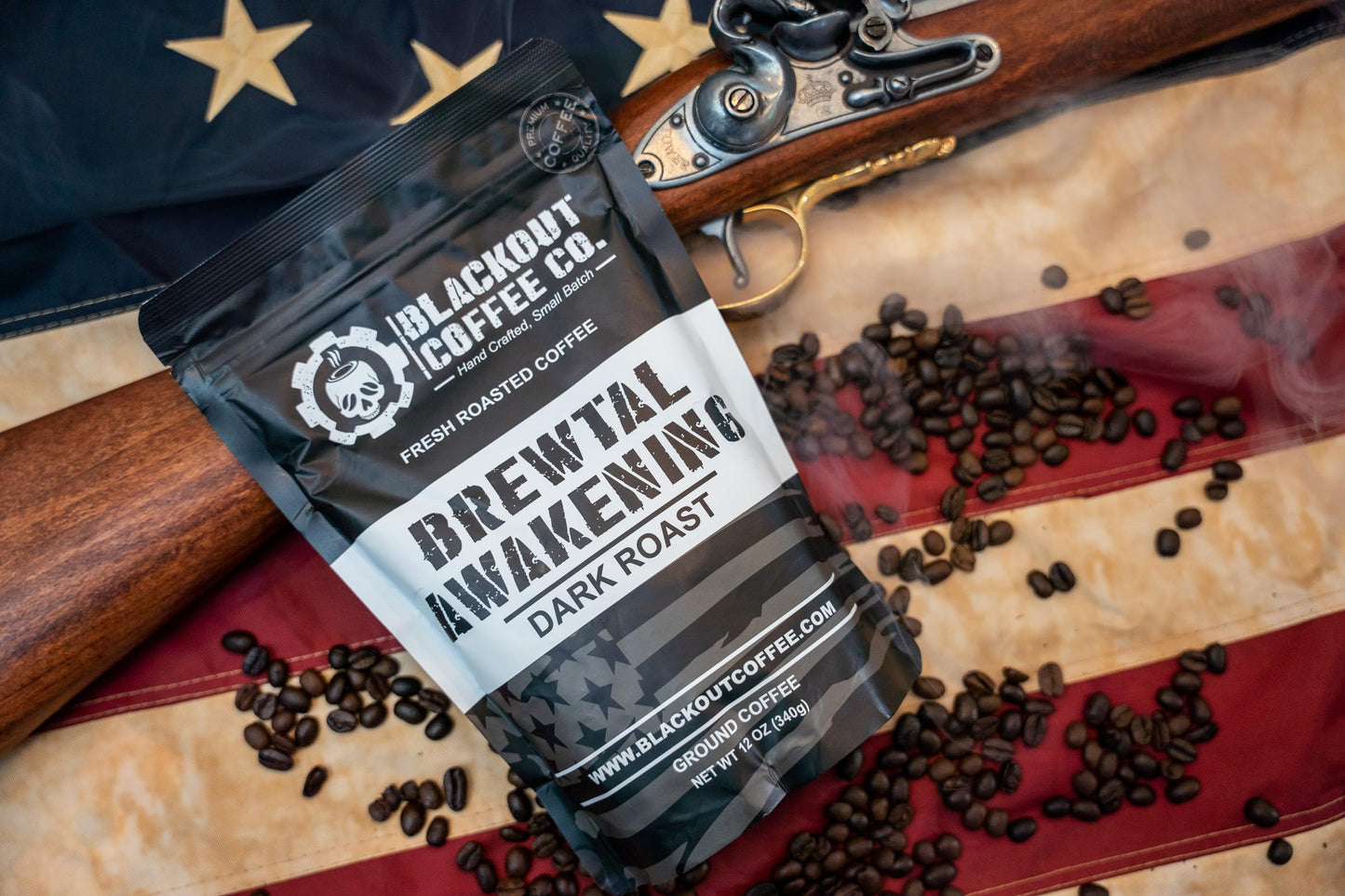 Blackout Coffee Brewtal Awakening Dark Roast Whole Bean Coffee, High Caffeine, 12oz Bag, American Made