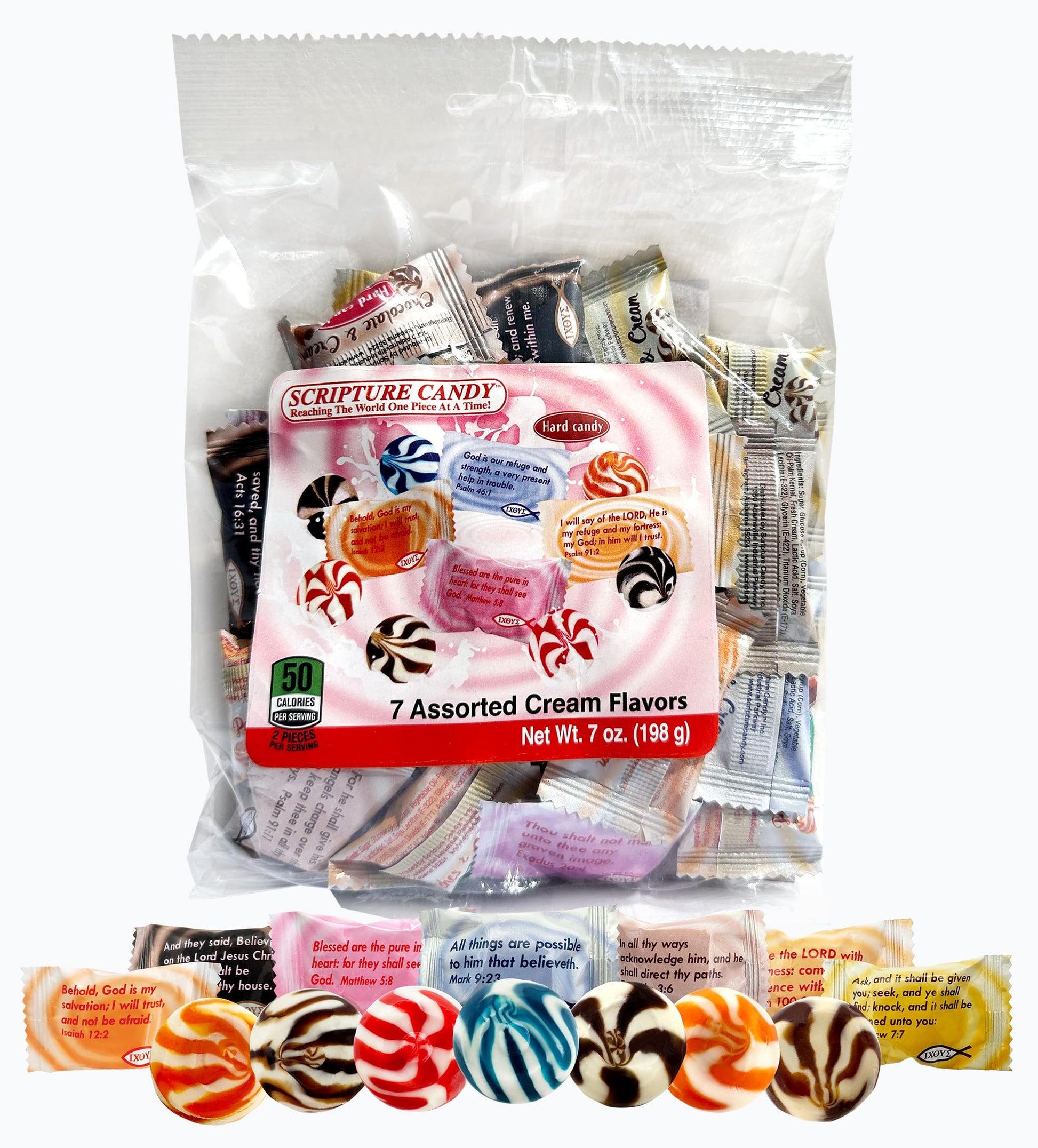 Scripture Candy, Assorted Cream Flavor Hard Candy, 30 Pieces