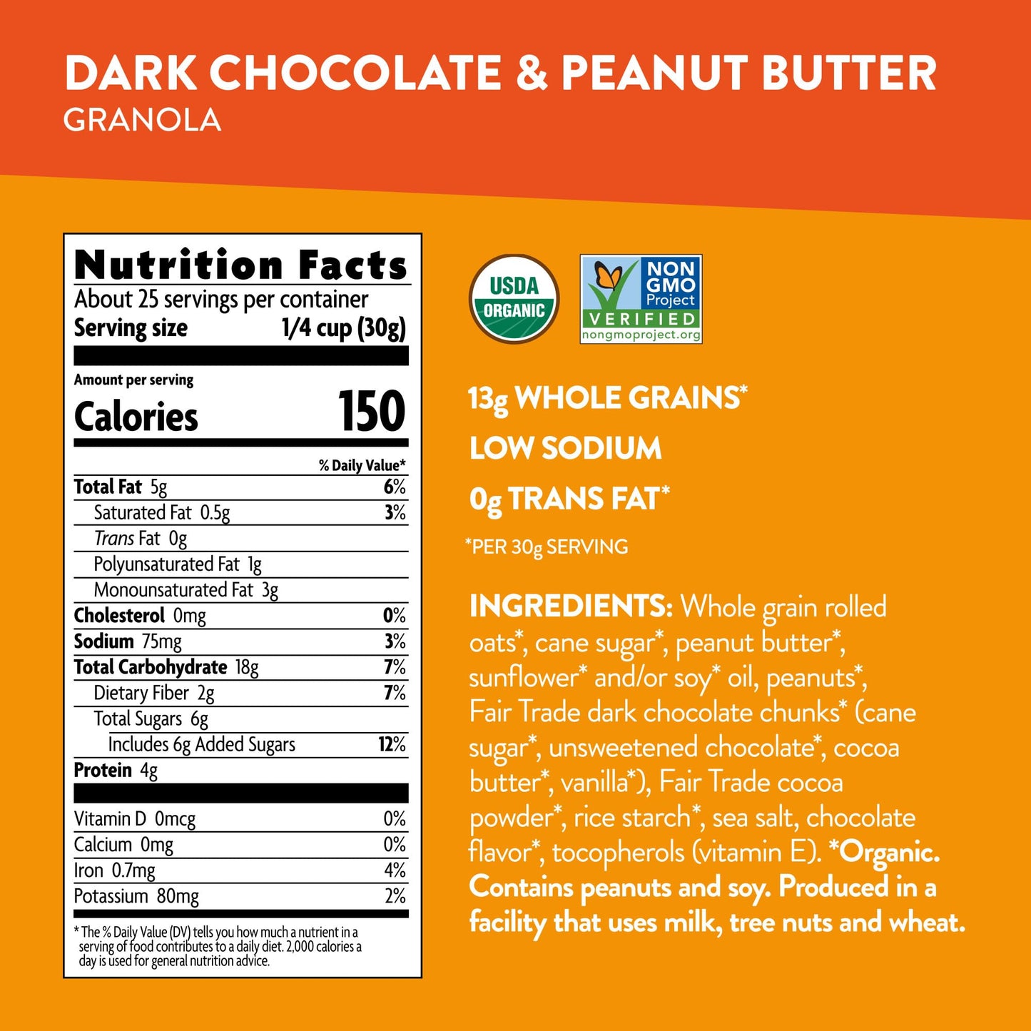 Love Crunch Organic Dark Chocolate And Peanut Butter Granola, 1.65 Lbs.