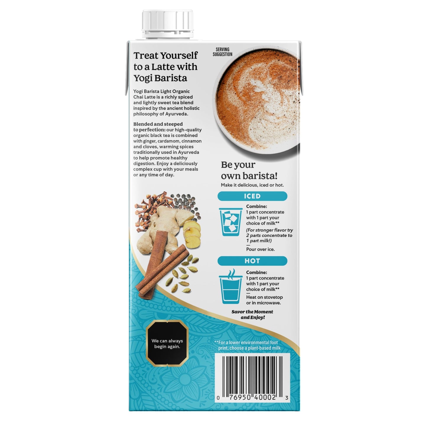 Yogi Barista Light Organic Chai Latte - 32 Fluid Oz (3 Pack) - Organic Chai Tea Concentrate - Supports Healthy Digestion - Inclu